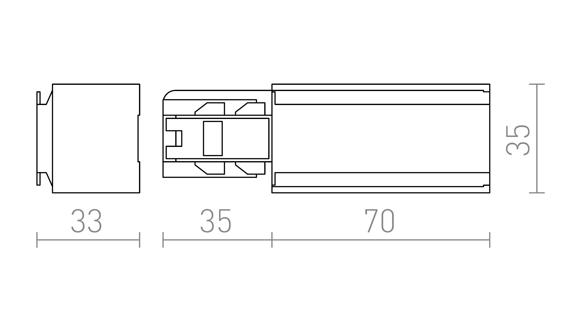 EUTRAC FEED-IN (POLARITY LEFT) - Product sketch