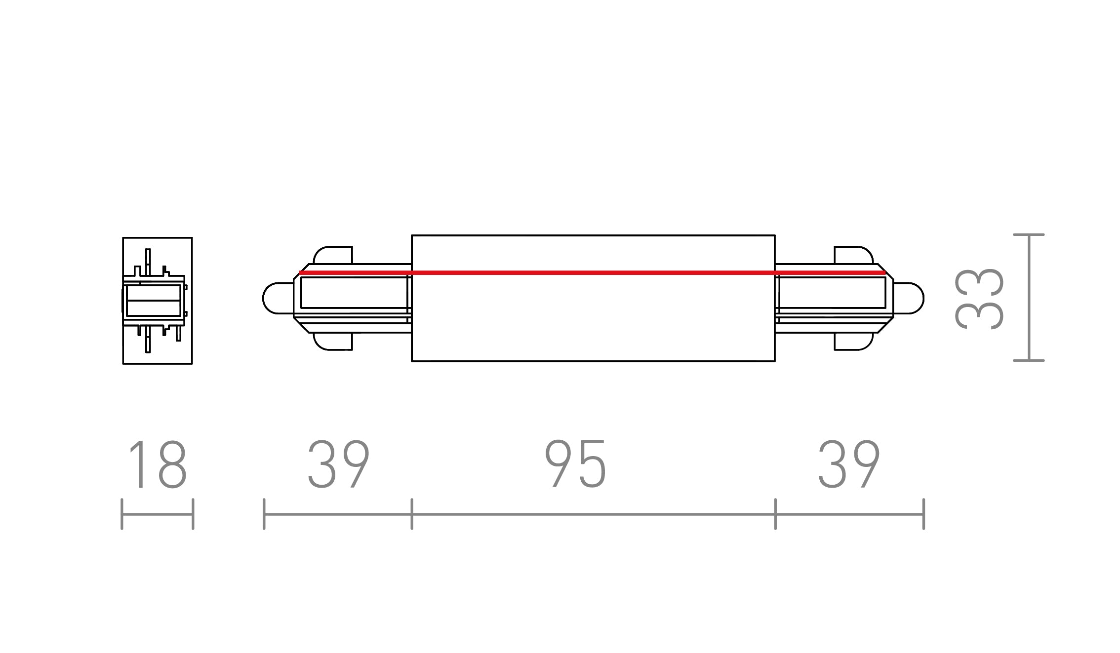 STRAIGHT JOINT WITH FEED-IN FOR 1-CIRCUIT TRACK - Product sketch