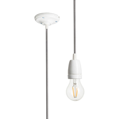 RENDL shades, shade bases, pendent sets FABIO pendant set black/white porcelain 230V LED E27 15W R10617 1