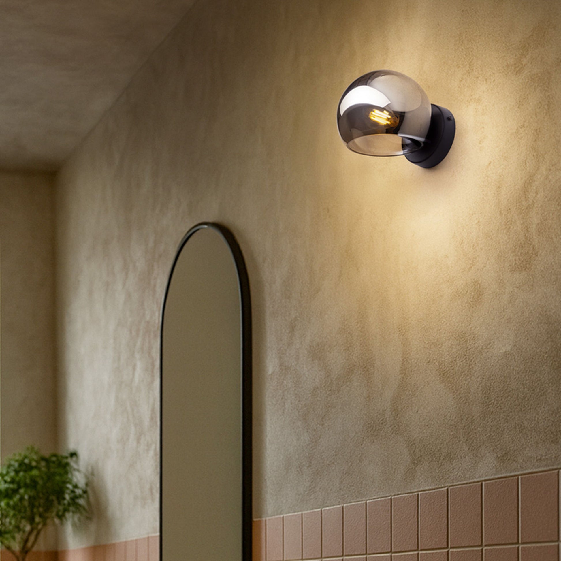 RENDL wall lamp SOLARIS surface mounted smoke-colored glass/black 230V LED E14 7W R13996 4